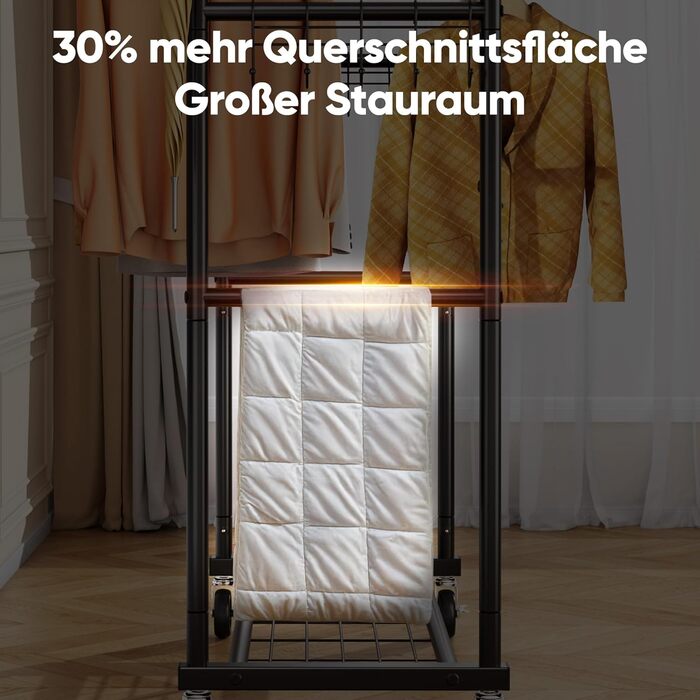 Вішалка для одягу HOKEEPER на колесах, 136 кг, важка, висувна штанга (D006)