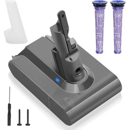 Акумулятор Waitley V7 6000mAh для пилососів Dyson V7 (SV11, Absolute, Animal, Motorhead, Trigger, Car+Boat, Fluffy, HEPA, Mattress) з 2 фільтрами