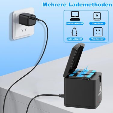 Набір акумуляторів Homesuit Hero 12 1800mAh + LED зарядний пристрій USB-C для GoPro Hero 12/11/10/9 Black (2 шт. акумулятори)