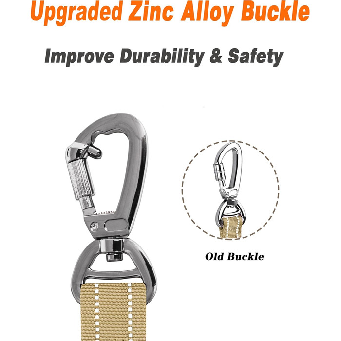 Тактична повідок для собак AUBELL, міцна, світловідбиваюча, без натягу, з амортизатором, для середніх та великих собак, з зручним двошаровим ручним захопленням, автомобільний ремінь безпеки, обертання на 360°, зелений (4-6 футів, коричневий)