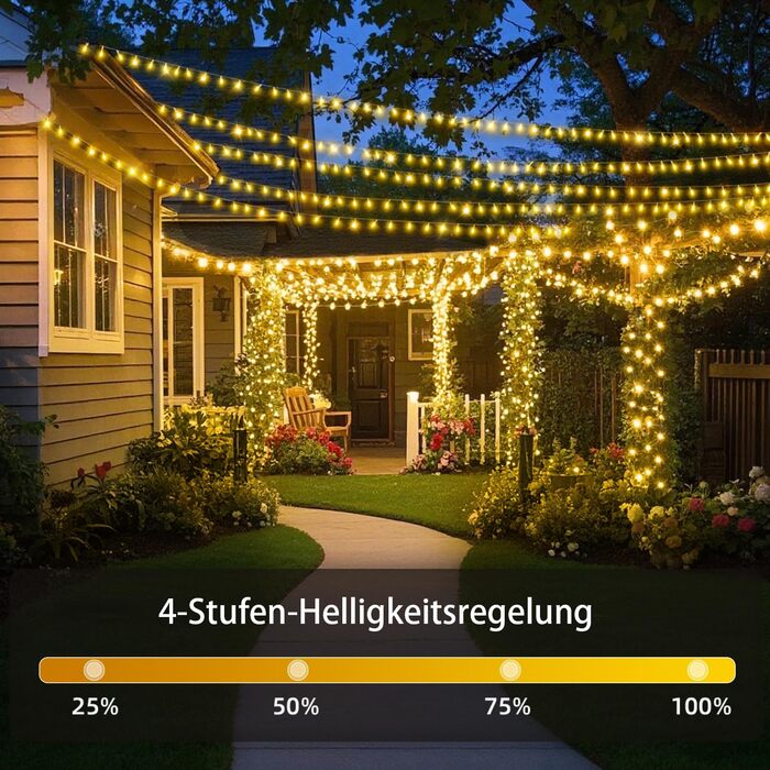 Льо́хка гірлянда JXLEDAYY 1200 LED, 36 м, для вулиці, 8 режимів, таймер, пульт, тепле світло, водонепроникна, для балкона, двору, саду, вечірки, весілля