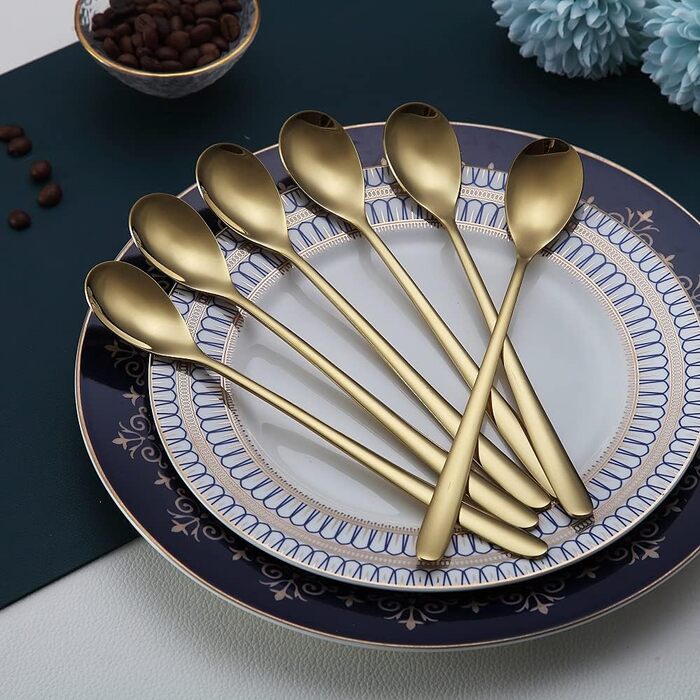 Набір ложок HOMQUEN (6 шт.) з нержавіючої сталі: для кави, коктейлів, чаю (чорний)