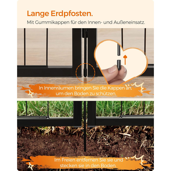 Вольєр для тварин Feandrea Freilaufgehege XL (77x80 см), чорний, з 8 панелей, DIY, для дому та вулиці