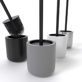 Набір для туалету SAVEGA: щітка для унітазу з нержавіючої сталі та силікону з антибактеріальною насадкою та тримачем (сірий)