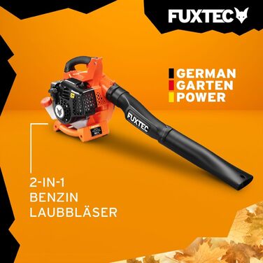Бензиновий повітродув FUXTEC FX-LB126 2в1 з 2-ма насадками, розширюється до садового пилососа, 2-тактний двигун, швидкість повітря 71 м/с, преміум-клас