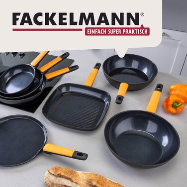 Сковорода гриль Fackelmann Soft 28 см, алюміній кований, керамічне покриття Greblon CK2, ручка Soft-Touch