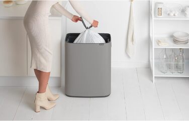 Відро для сміття Brabantia біле, 60 літрів, з внутрішнім відром (сірий мінеральний бетон)