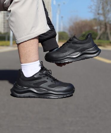 Черевики безпеки унісекс з металевим носком. Легкі, антиковзкі, дихаючі, водонепроникні літні черевики з посиленою підошвою (35 EU, M103 Чорний)