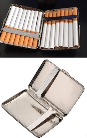 Елегантне металеве тютюноприладдя для 16 сигарет з подарунковою коробкою, срібного кольору