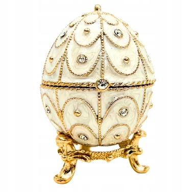 Шкатулка-яйце в стилі Фаберже, металева скринька з кристалами для біжутерії, подарункова