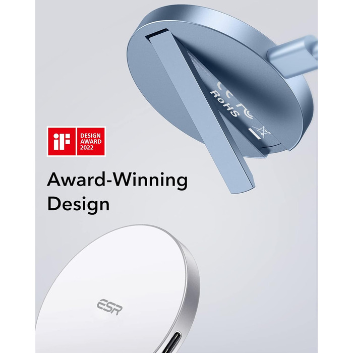 Бездротовий зарядний пристрій ESR MagSafe з підставкою для iPhone 17/16/16 Pro/16 Pro Max/15/14/13, AirPods 4/3/2 Pro, білий (без адаптера живлення)