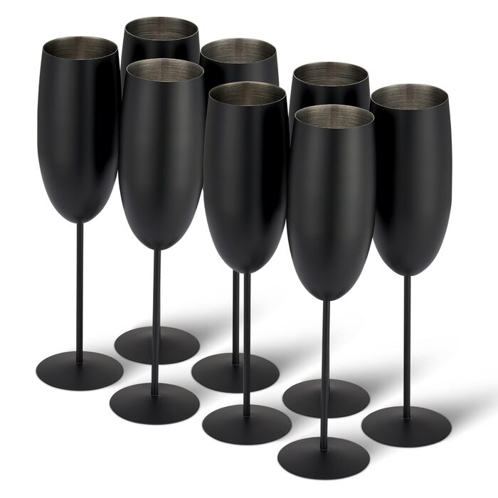 Набір келихів для шампанського та просекко Oak & Steel (8 шт.) 285мл, рожеве золото/мідь, міцні, незламні, для святкування, подарунок на день народження, весілля, Різдво