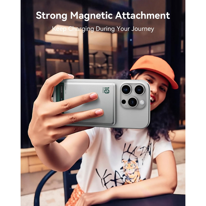 Powerbank Kuulaa Ultra Slim Magsafe 10000mAh з PD 20W, USB-C, для iPhone 17/16/15/14/13/12/Pro/Pro Max