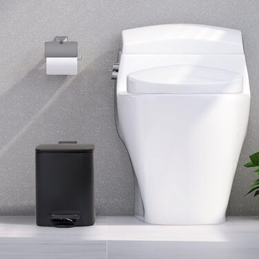 Сміттєвий кошик для ванної кімнати GREELUE 6л з кришкою Soft Close, металевий педальний відро для санвузла та спальні, чорний (24 x 19,5 x 25 см)