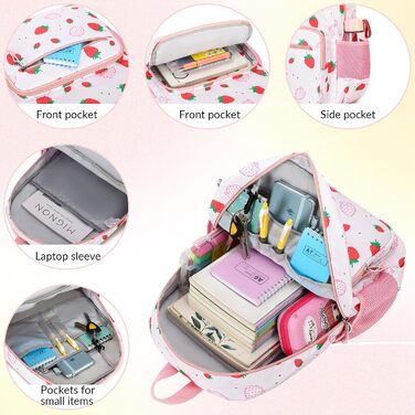 Дитячий рюкзак Mygreen з корду, ретро стиль, для дівчаток, 14-дюймовий ноутбук, деньок, ліла з метеликами