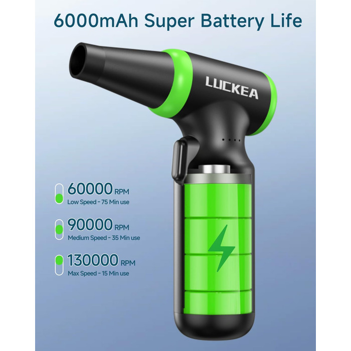 Електричний пилосос для чищення ПК - бездротовий Air Duster W03-2 з акумулятором 6000mAh, щіткою та USB-зарядкою для ноутбуків та електроніки