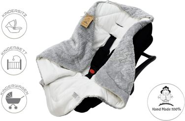 Дитяча ковдра-конверт Bo DANKA для автокрісла, коляски та Maxi Cosi, 80x80 см, з капюшоном і липучкою, універсальна, сіра, для новонароджених, зима-літо