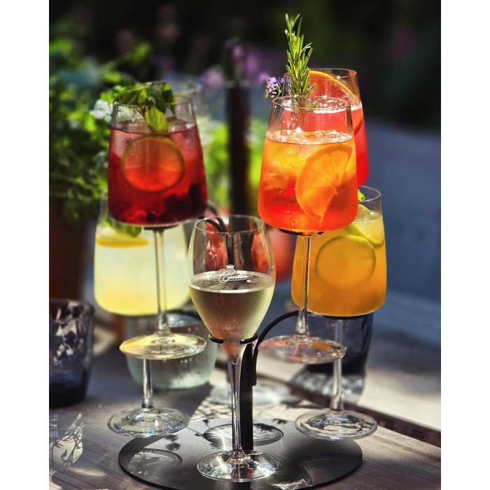 Стійка для коктейлів SpritzUpYourLife на 8 келихів - для Aperol, Sarti Rosa - вечірня декор, подарунок (чорний)