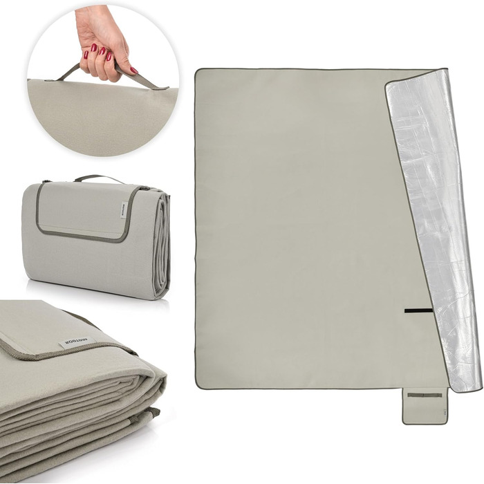 Плед для пікніка Meteor XXL водовідштовхувальний, термоізоляційний 175x200 см, бежевий - для пляжу, саду, кемпінгу