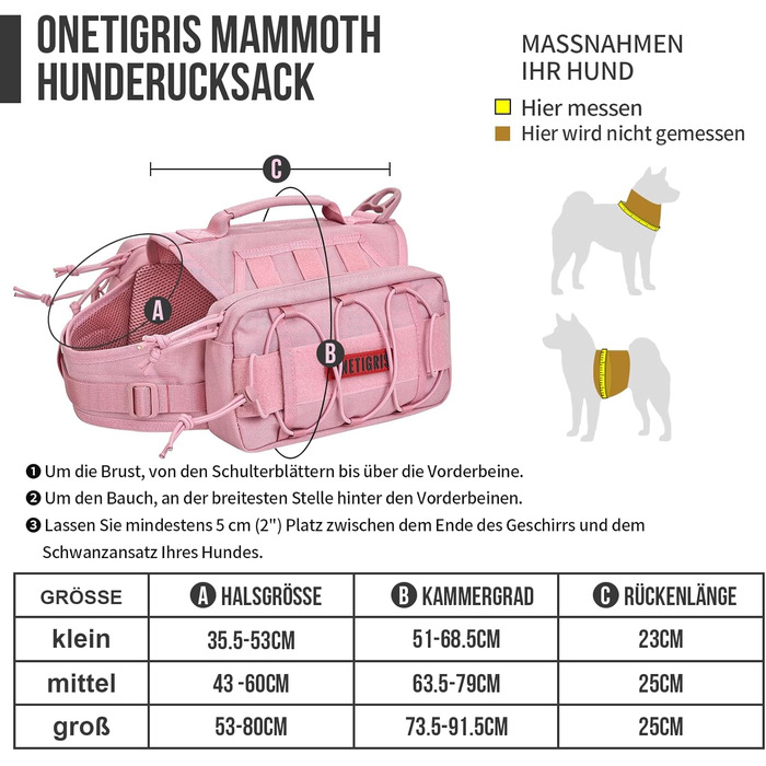 Рюкзак для собак OneTigris Aoth 2.0, рожевий, для собак великих розмірів (L)