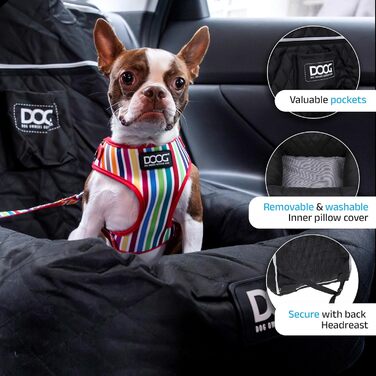 Автокрісло для собак DOOG, до 13,6 кг: комфортне та безпечне автопутешествие | Легко встановлюється та чиститься | Зменшує нудоту в дорозі