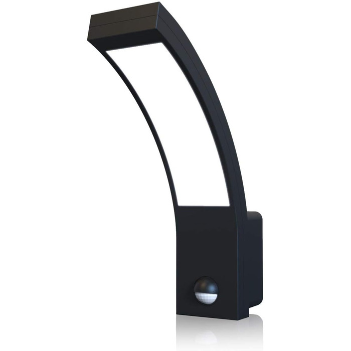 LongLife LED вулична лампа-щітка 15W, IP54, нейтральне світло, для саду, огорожі, доріжок (з датчиком, чорний)