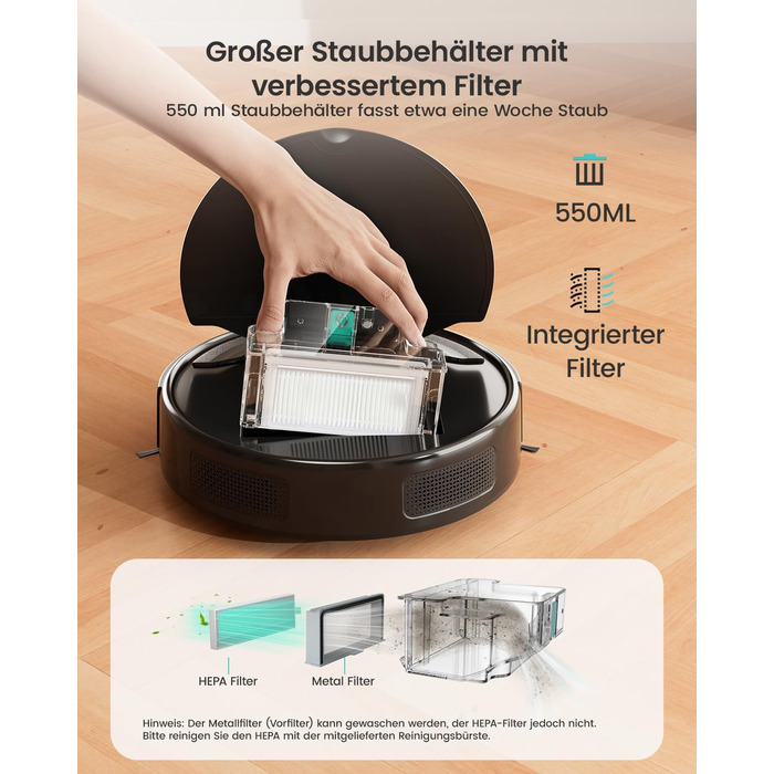 Робот-пилосос LEFANT M310: потужний, з Wi-Fi, для тварин та твердих поверхонь