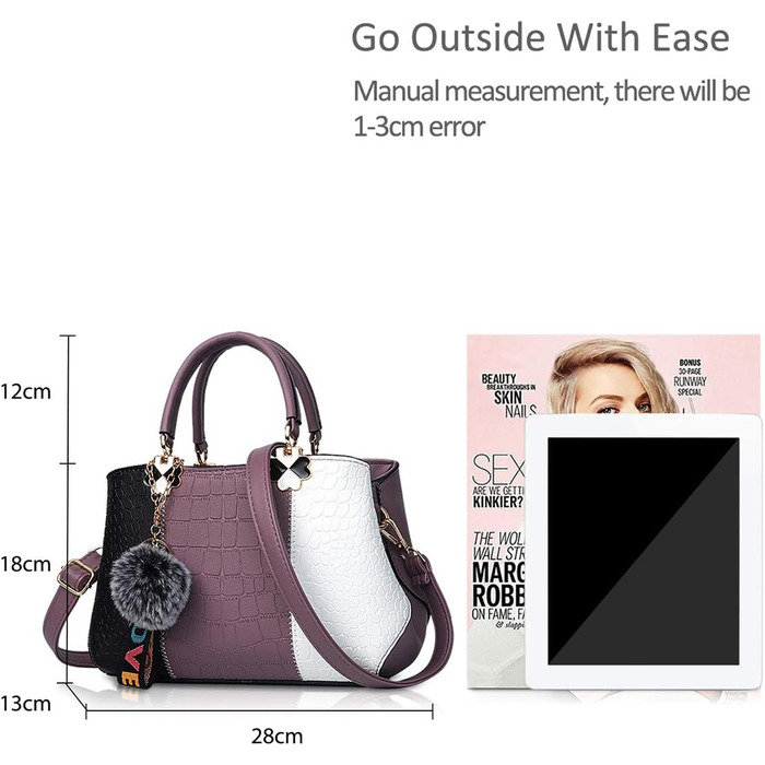 Сумка жіноча NICOLE & DORIS 2025 шкіряна чорна з пухнастим помпоном та знімним ремінцем через плече