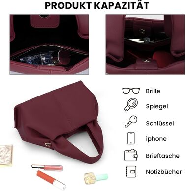 Сумка-клатч жіноча Cloud Pouch Bag бордового кольору з ремінцем через плече, вінтажна сумка-тоут