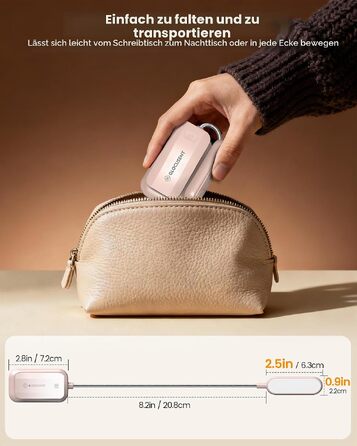 Світлодіодна лампа для читання Glocusent з прищіпкою, USB-аккумуляторна книга-лампа, 20 LED, 5 режимів кольорової температури та регулювання яскравості, гнучка на 360°, рожева