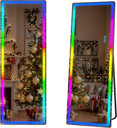 Дзеркало для тіла LVSOMT з підсвіткою, 120x40 см, настінне/на двері, LED, чорне