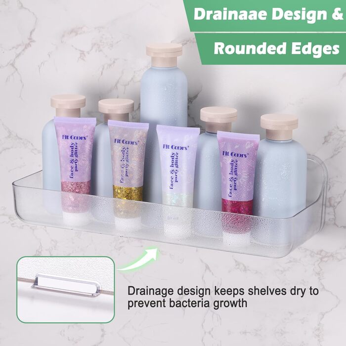 Поличка для душу на присоску без свердління, сіра, органайзер для ванної кімнати, полиця для ванної кімнати без свердління, 20 кг, полиця для кухні та ванної кімнати (подовжена версія)