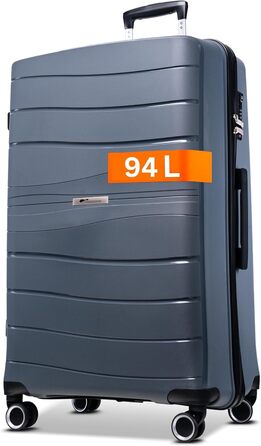 Чемодан Leon Koffer Groß 94 літрів з TSA замком, сірий, XL. Валіза на колесах, з жорстким корпусом