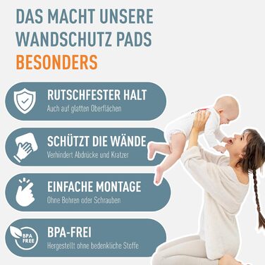 Захист для сходів IB STYLE для дітей - сітка для сходів, бар'єр для тварин, без свердління, білий, 67-75 см (4 накладки для стін)