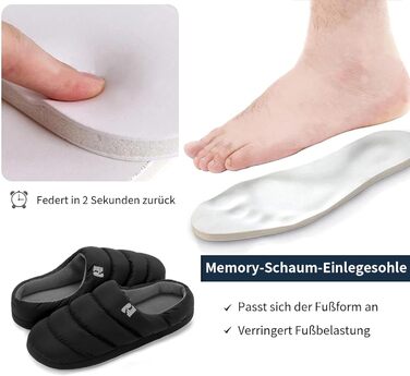 Чоловічі халапи RockDove з піною та пухом для дому (40/41 EU, чорний/сірий)