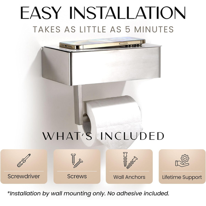 Day Moon™ Toilet Paper Holder Wood, Wet Tissue Box - Toilet Paper Holder with Wet Tissue Box, Toilet Paper Holder with Shelf Dark Wood With Storage