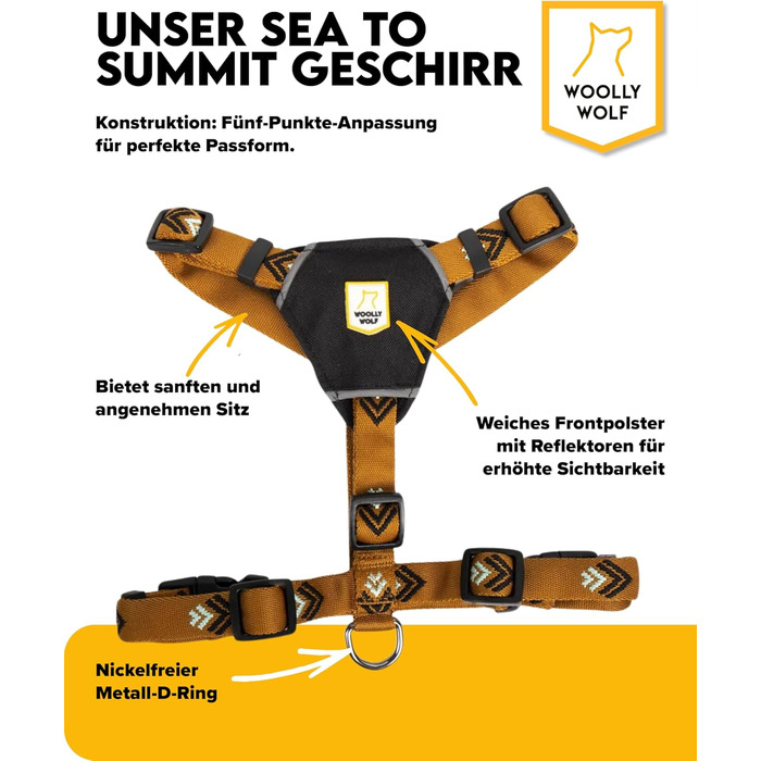 Шлейка для собак Woolly Wolf Sea to Summit S - для маленьких собак, з переробленого поліестеру, регульована, з відбивачами