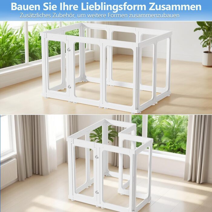 Кіяниця для цуценят SISKEYCOOC 60см з акрилового пластику, прозора, з дверцятами, для собак середніх та маленьких порід, легка у догляді, для дому (10 шт.), білий колір, 60см висота