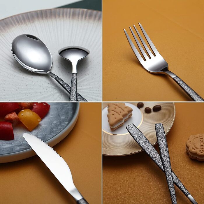 Набір столових приборів 30 предметів з титановим покриттям та ручками Mars, нержавіюча сталь, золоте покриття, на 6 осіб
