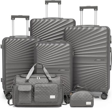 Набір валіз Joyway 6 шт. з TSA-замком, 4 колеса та мультисумка, зелений (сірий)