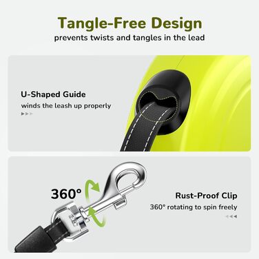 Рулетка для собак Pecute 10м, до 50 кг, зелена, антизаплутування, швидке гальмування