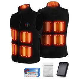 Електрична гріюча жилетка з підігрівом для жінок та чоловіків, 5V/7.4V, 20000mAh, 10 зон нагріву, 3 температурні режими, для велоспорту, активного відпочинку, роботи на вулиці, кемпінгу, розмір L, чорна