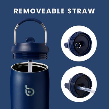 bottlebottle BOTTLE Insulated Water Bottle Stainless Steel 32oz (946ml) with Straw Handle for Sports, Travel, Gym, Double-Walled Leak-Proof, BPA-Free (Indigoblue)