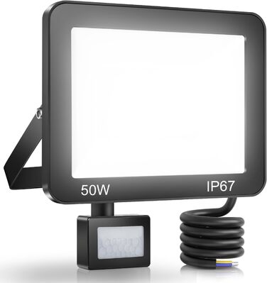 LED Floodlights with Motion Sensor Outdoor 50W 2 Pack, 5000LM LED Floodlights with Motion Sensor Outdoor, 6500K Outdoor Lamp Floodlight, IP67 Waterproof Spotlight Outdoor for Warehouse Garden Garage (50W-1PC)