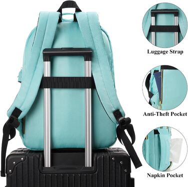 Рюкзак YAMTION для жінок, дівчаток та підлітків. Шкільний рюкзак з відділенням для ноутбука 17.3 дюймів, USB-портом, для роботи, навчання, міста. Колір: світло-зелений