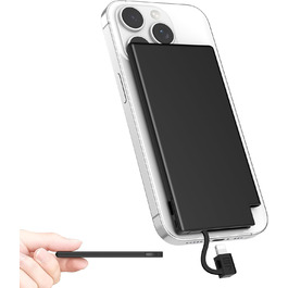 Power Bank Auskang 5000mAh Slim з кабелем для iPhone (до iPhone 14) - Чорний