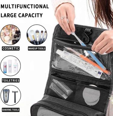 Чоловіча/Жіноча Сумка для Туалетних Принадлежностей, Розкладна, з Ручкою, для Подорожей, Чорна