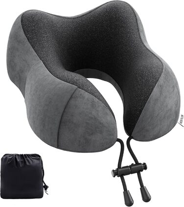 Подушка для шиї у вигляді білки Memory Foam для подорожей (темно-сірий)