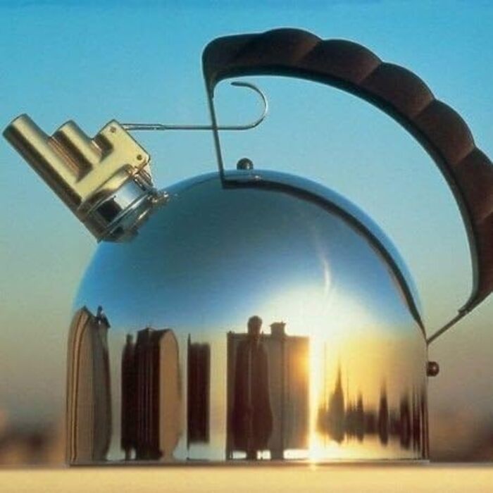 Alessi | 9091 FM - Kettle with Melodic Brass Whistle, Stainless Steel, 9.8 x 20 x 29 cm