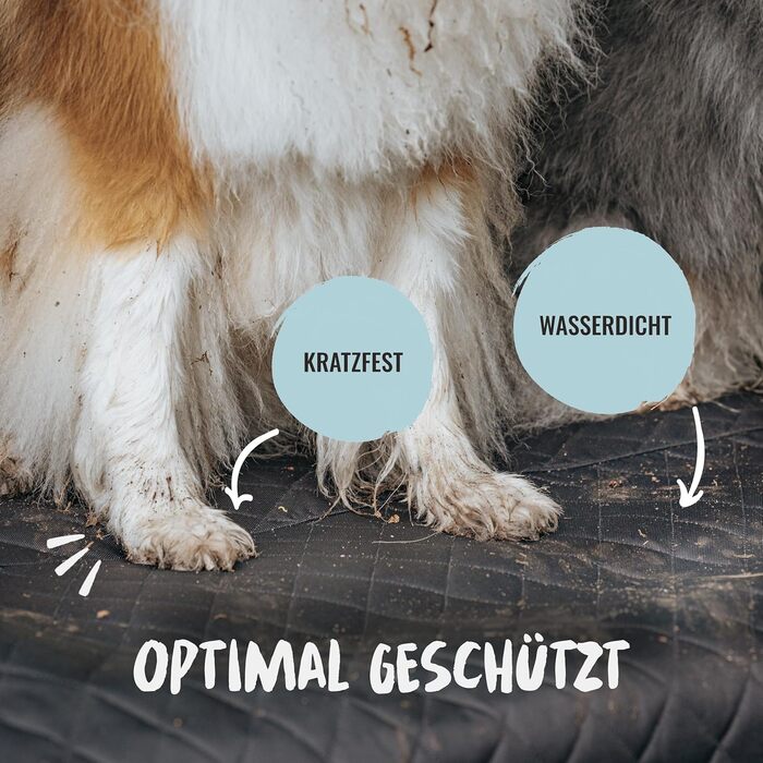 Захист для багажника автомобіля від бруду та подряпин для собак Rudelkönig - Водовідштовхувальна, з кишенею, універсальна захисна килимок для багажника, чорний, стеганий